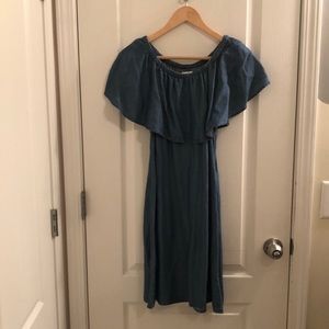 Off-shoulder, chambray sundress